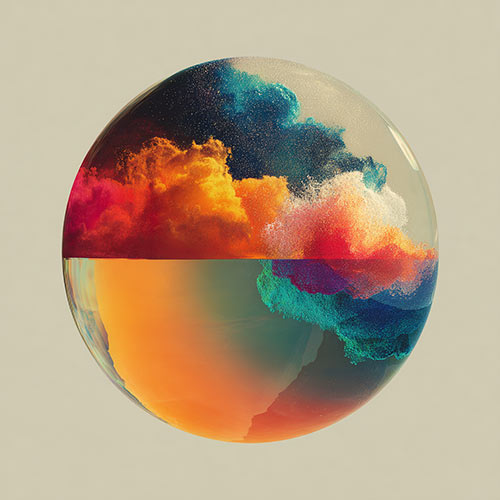 Illustration for Current Sky: glass sphere with vivid cosmic clouds